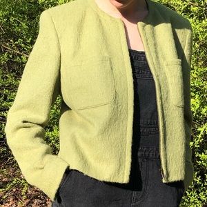 Structured green zip up sweater